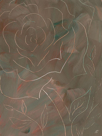 Autumn Line Rose II White Modern Wood Framed Art Print with Double Matting by Lee, Judson