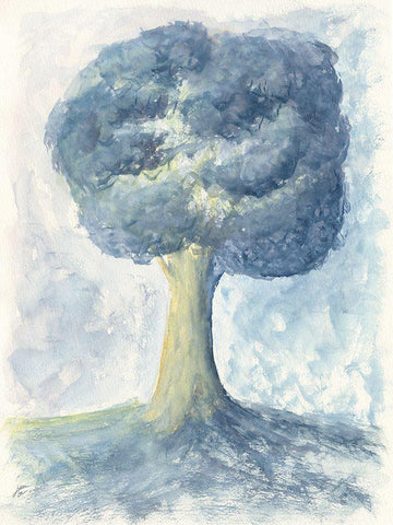 Fluffy Tree White Modern Wood Framed Art Print with Double Matting by Lee, Judson