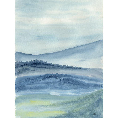 Watery Hills Black Modern Wood Framed Art Print with Double Matting by Lee, Judson