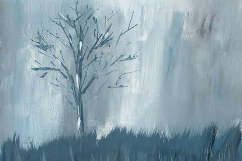 Winter Tree Rain White Modern Wood Framed Art Print with Double Matting by Lee, Judson