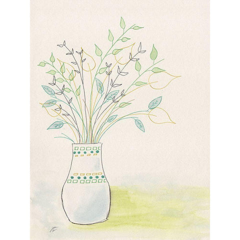 Floral Leaf Arrangement White Modern Wood Framed Art Print by Lee, Judson