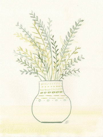 Fern Arrangement White Modern Wood Framed Art Print with Double Matting by Lee, Judson