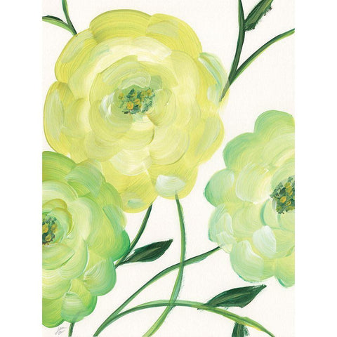 Yellow Emerald Florals II Gold Ornate Wood Framed Art Print with Double Matting by Lee, Judson