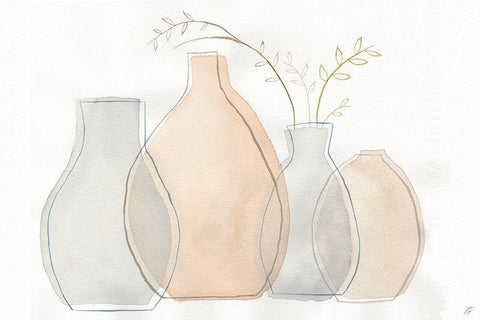 Sketch Arrangement White Modern Wood Framed Art Print with Double Matting by Lee, Judson