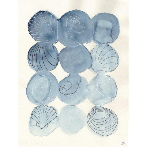 Indigo Shells Black Modern Wood Framed Art Print by Lee, Judson