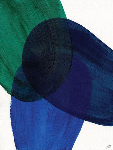 Blue Green I White Modern Wood Framed Art Print with Double Matting by Lee, Judson