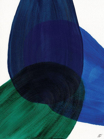 Blue Green II White Modern Wood Framed Art Print with Double Matting by Lee, Judson