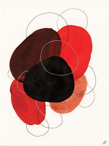 Earth Red Rounds I Black Ornate Wood Framed Art Print with Double Matting by Lee, Judson