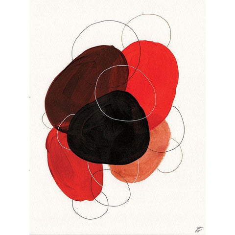 Earth Red Rounds I Black Modern Wood Framed Art Print with Double Matting by Lee, Judson