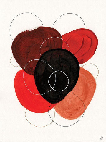 Earth Red Rounds II White Modern Wood Framed Art Print with Double Matting by Lee, Judson