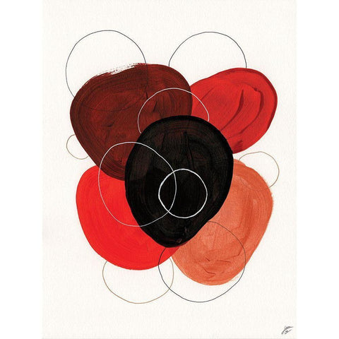 Earth Red Rounds II Black Modern Wood Framed Art Print with Double Matting by Lee, Judson