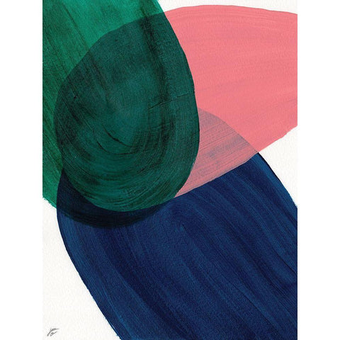 Peach-Blue-Green Black Modern Wood Framed Art Print with Double Matting by Lee, Judson