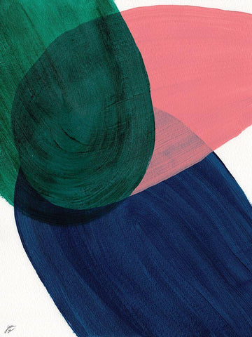 Peach-Blue-Green White Modern Wood Framed Art Print with Double Matting by Lee, Judson