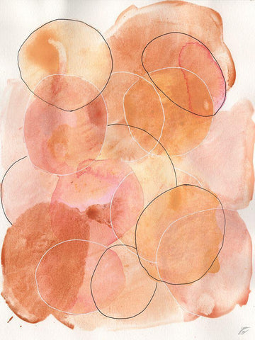 Wash Circles White Modern Wood Framed Art Print with Double Matting by Lee, Judson