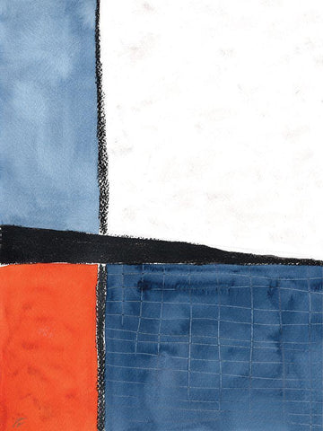 Abstract Block White Modern Wood Framed Art Print with Double Matting by Lee, Judson