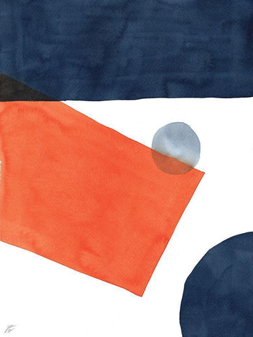 Abstract Shapes Black Ornate Wood Framed Art Print with Double Matting by Lee, Judson