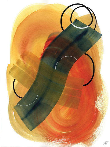 Thin Circles I White Modern Wood Framed Art Print with Double Matting by Lee, Judson