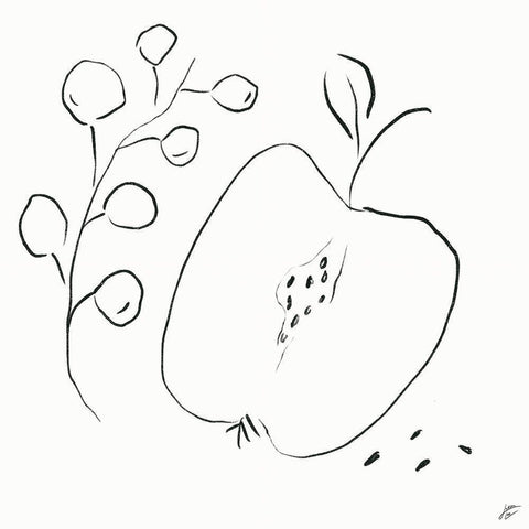 Grapes and Apple White Modern Wood Framed Art Print by Lee, Judson