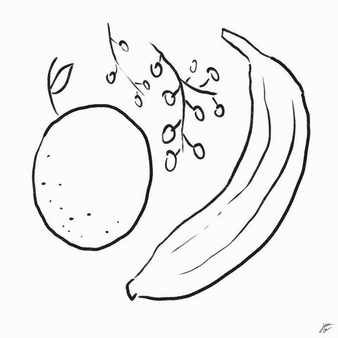 Orange-Banana and Berries White Modern Wood Framed Art Print with Double Matting by Lee, Judson