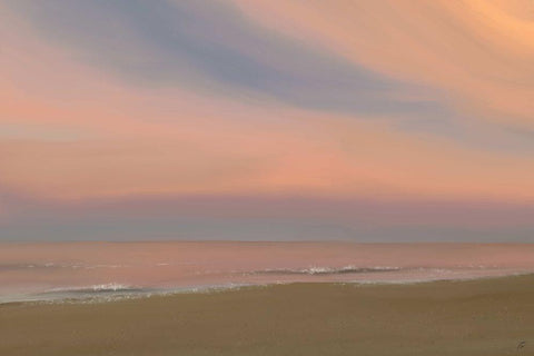 Beach Sunset Black Ornate Wood Framed Art Print with Double Matting by Lee, Judson