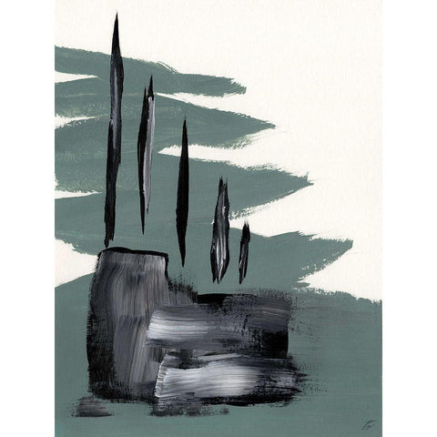 Green and Gray White Modern Wood Framed Art Print by Lee, Judson