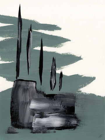 Green and Gray Black Ornate Wood Framed Art Print with Double Matting by Lee, Judson