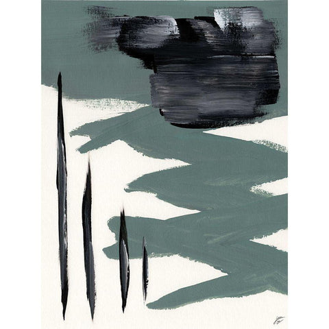 Green and Gray II White Modern Wood Framed Art Print by Lee, Judson