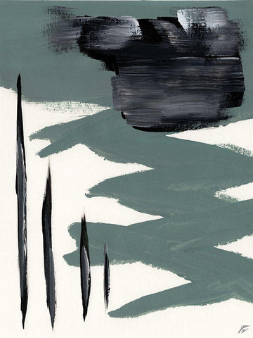 Green and Gray II Black Ornate Wood Framed Art Print with Double Matting by Lee, Judson