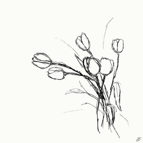 Tulips Black Ornate Wood Framed Art Print with Double Matting by Lee, Judson