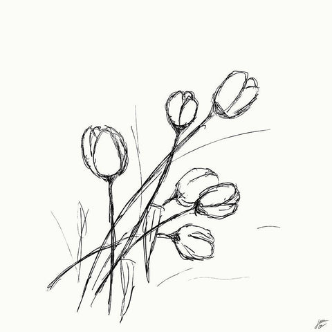 Tulips II White Modern Wood Framed Art Print with Double Matting by Lee, Judson