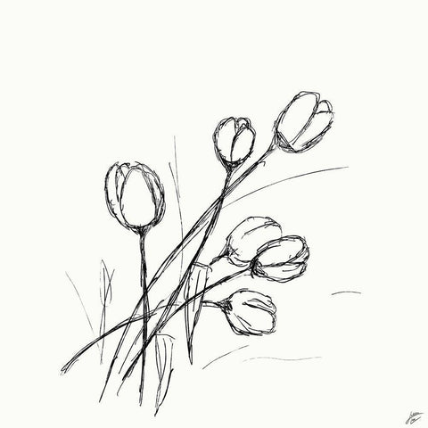 Tulips II White Modern Wood Framed Art Print by Lee, Judson