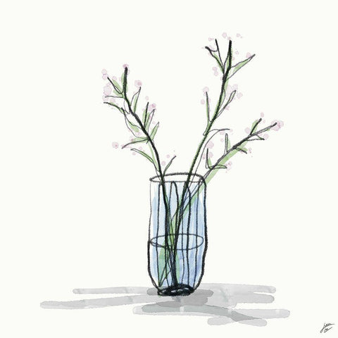 Floral Sketch I White Modern Wood Framed Art Print by Lee, Judson