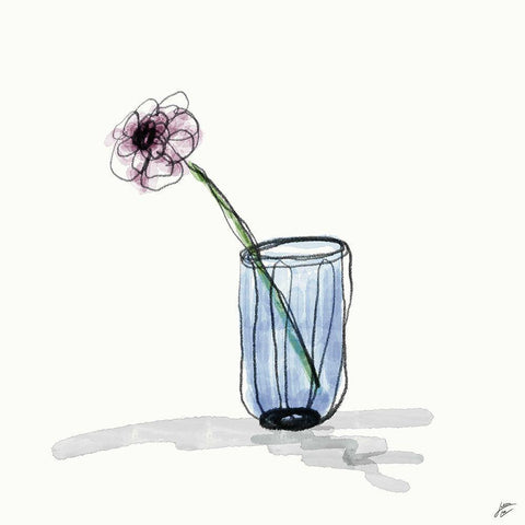 Floral Sketch III Black Modern Wood Framed Art Print with Double Matting by Lee, Judson