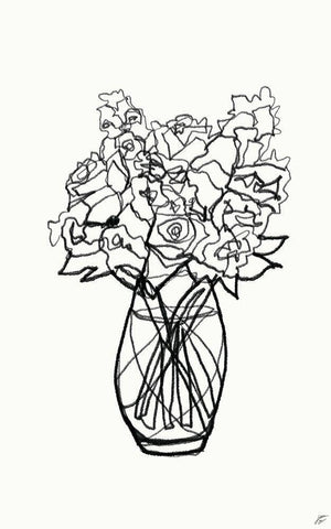 Floral Arrangement I White Modern Wood Framed Art Print with Double Matting by Lee, Judson