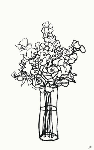 Floral Arrangement II White Modern Wood Framed Art Print with Double Matting by Lee, Judson