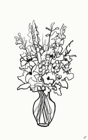 Floral Arrangement III White Modern Wood Framed Art Print with Double Matting by Lee, Judson