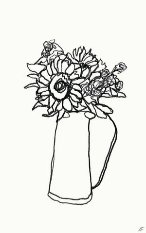 Floral Arrangement V White Modern Wood Framed Art Print with Double Matting by Lee, Judson