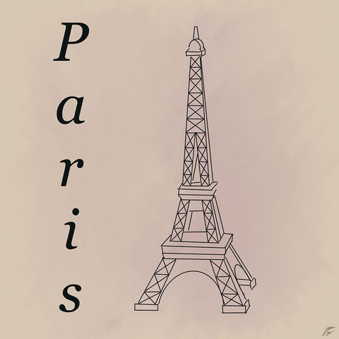 Eiffel Tower White Modern Wood Framed Art Print with Double Matting by Lee, Judson