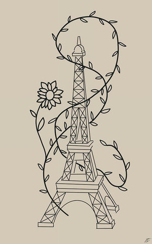 Eiffel Tower II Black Ornate Wood Framed Art Print with Double Matting by Lee, Judson