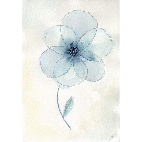 Blue Glass Flower Black Modern Wood Framed Art Print with Double Matting by Lee, Judson