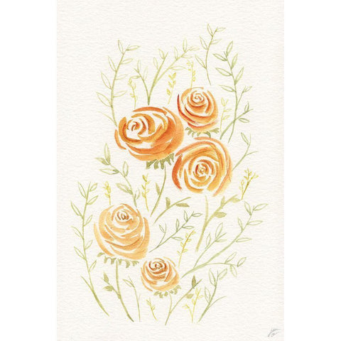 Delicate Peach Roses White Modern Wood Framed Art Print by Lee, Judson