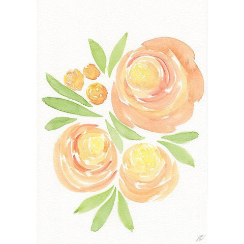 Peach Roses White Modern Wood Framed Art Print by Lee, Judson