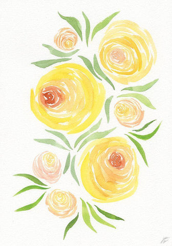 Yellow Roses White Modern Wood Framed Art Print with Double Matting by Lee, Judson