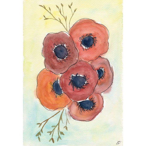 Anemones Black Modern Wood Framed Art Print with Double Matting by Lee, Judson