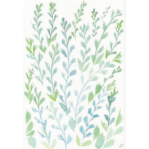 Watercolor Wild Stems White Modern Wood Framed Art Print by Lee, Judson