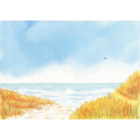Blue Birds Beach Black Modern Wood Framed Art Print by Lee, Judson