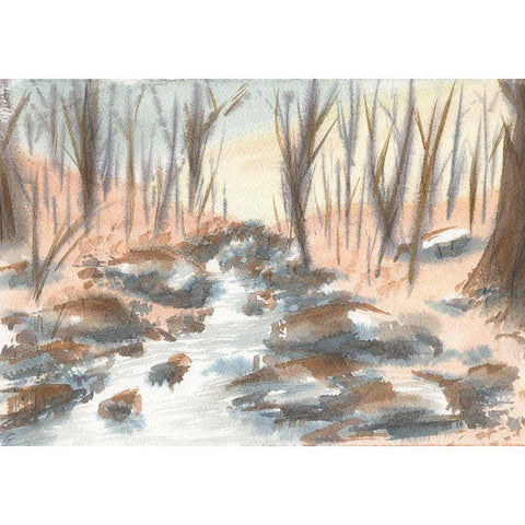 Fall Quite Creek Black Modern Wood Framed Art Print with Double Matting by Lee, Judson