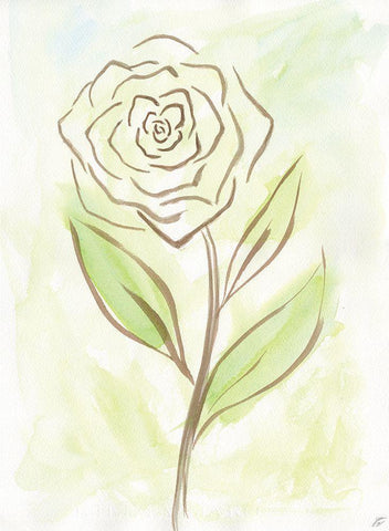 Flower II White Modern Wood Framed Art Print with Double Matting by Lee, Judson