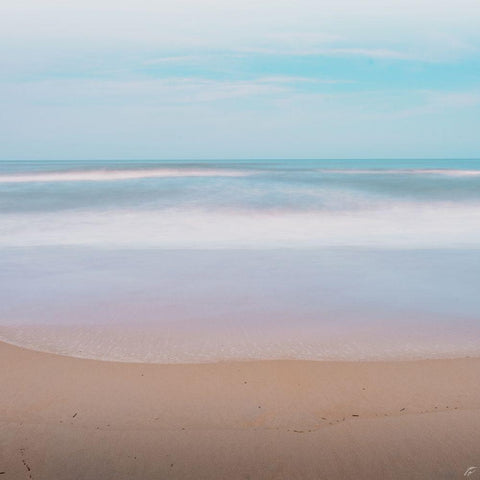 Washy Beach in Aqua Black Modern Wood Framed Art Print with Double Matting by Lee, Judson