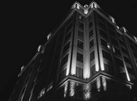 Big Building at Night I Black Ornate Wood Framed Art Print with Double Matting by Lee, Judson